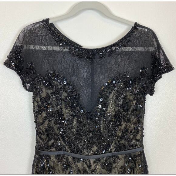 Basix Black Label Sequin Beaded Lace Dress Size 6 - Picture 3 of 13